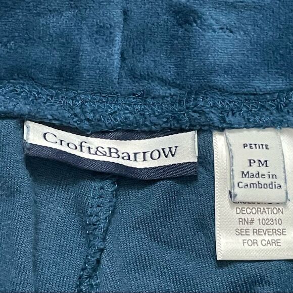 Croft & Barrow Straight-Leg Velour Pants color is Blue Dye Size PM - Picture 4 of 9